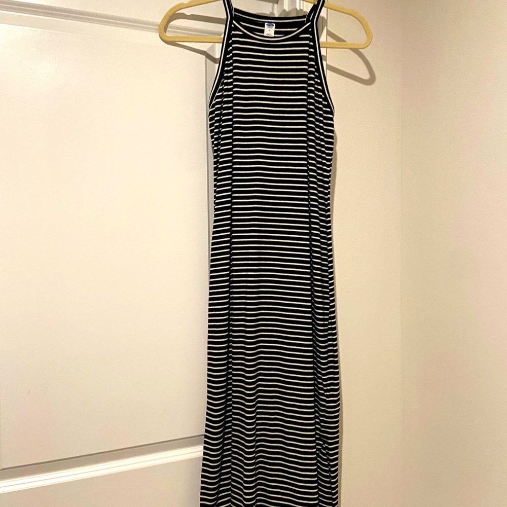 Black & white striped maxi dress
